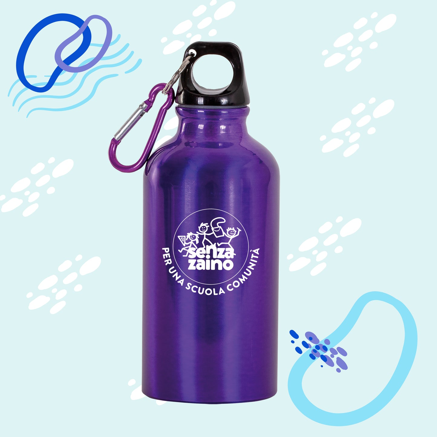 Borraccia in alluminio con moschettone, 400 ml
