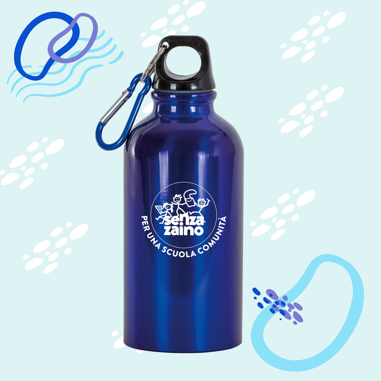 Borraccia in alluminio con moschettone, 400 ml