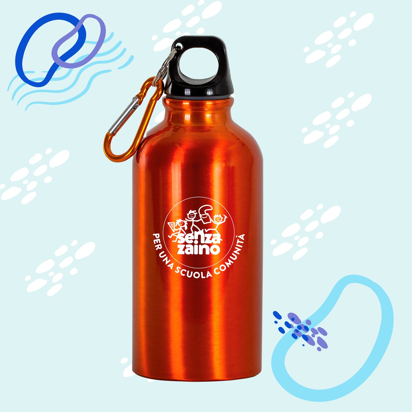 Borraccia in alluminio con moschettone, 400 ml
