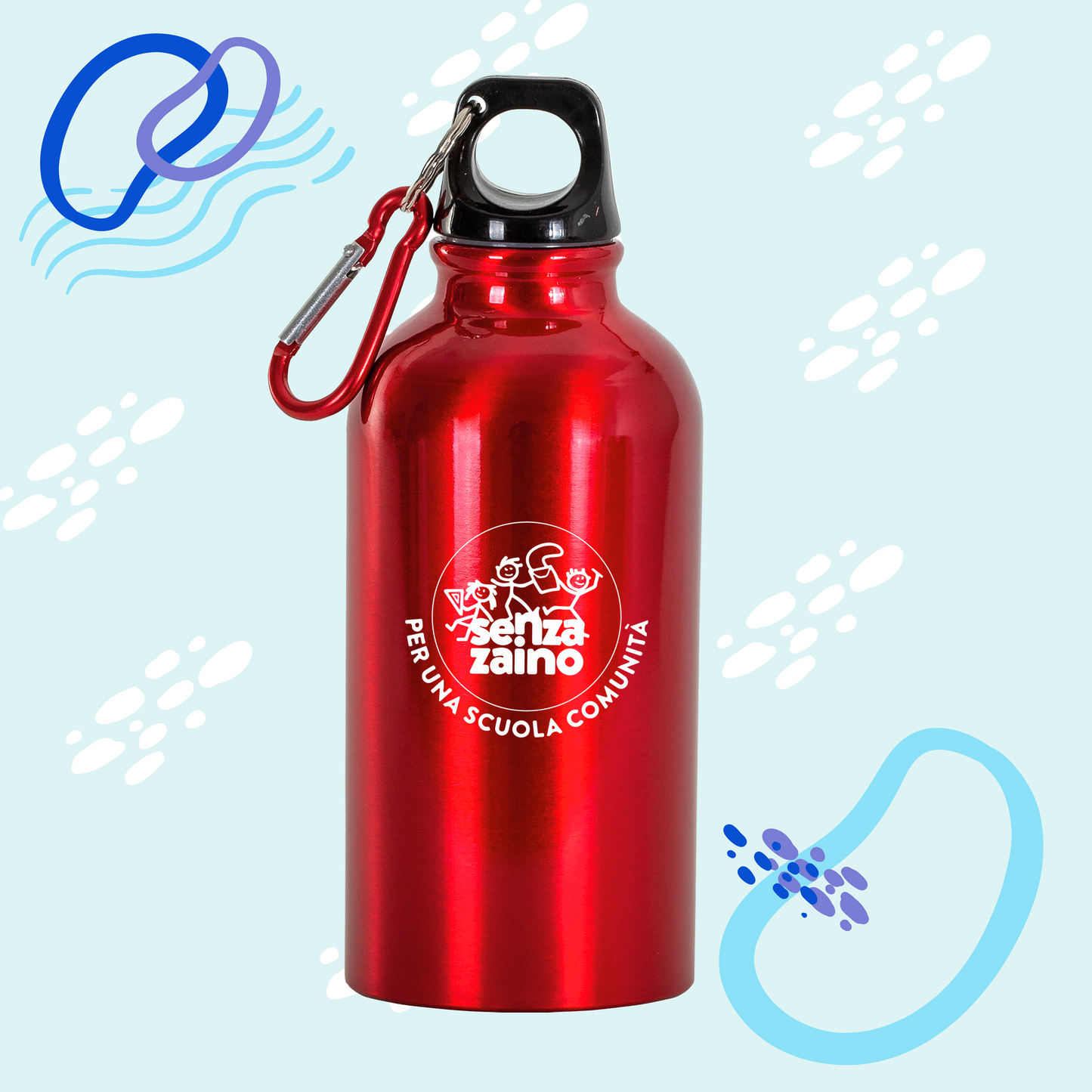 Borraccia in alluminio con moschettone, 400 ml
