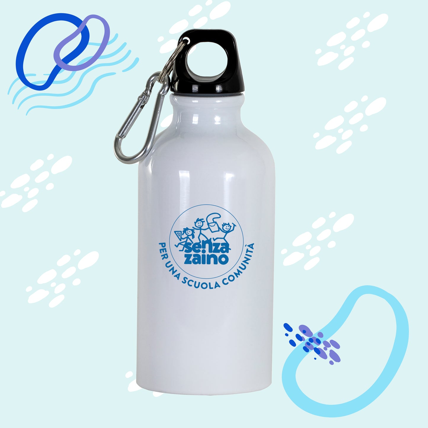 Borraccia in alluminio con moschettone, 400 ml