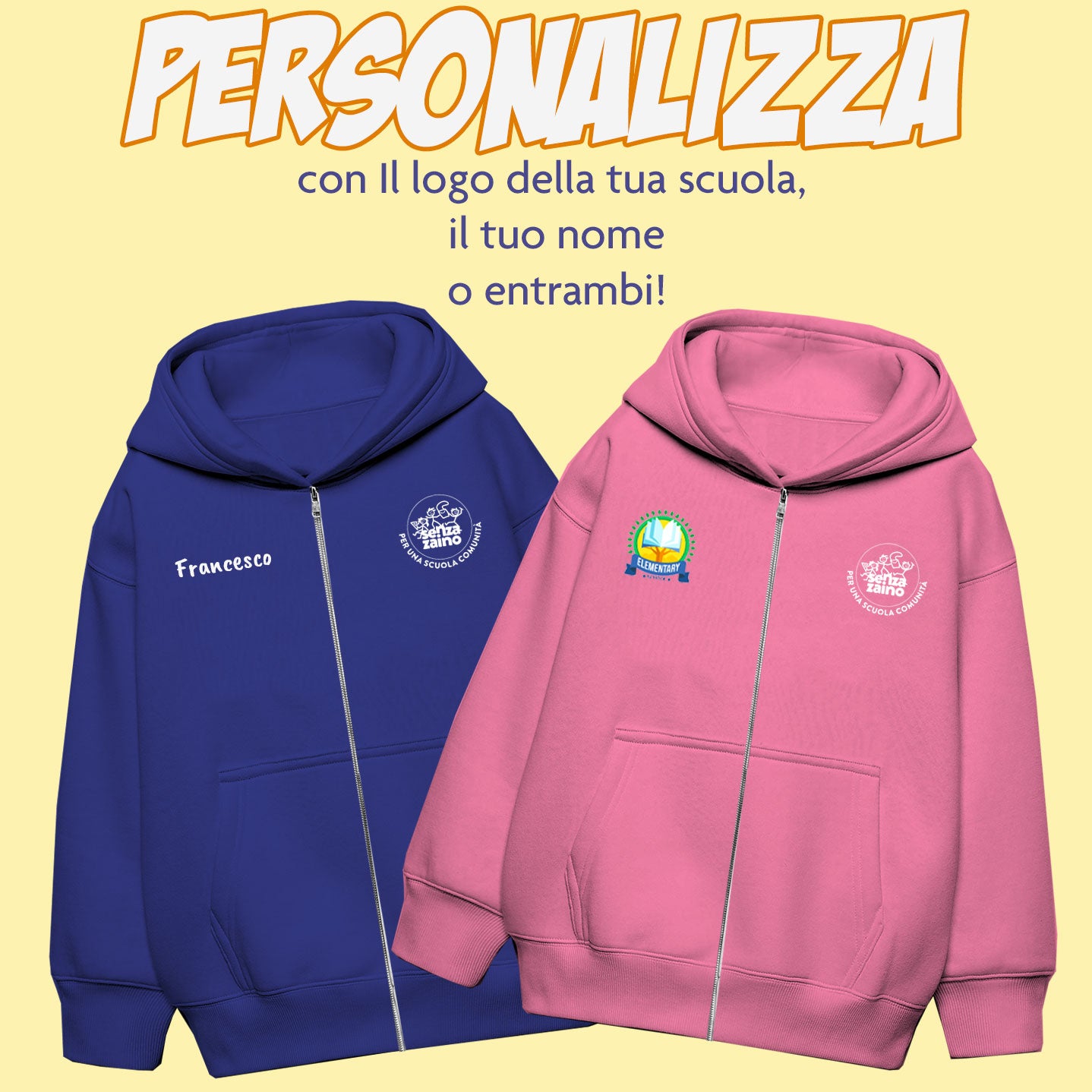 Felpa con Zip Unisex