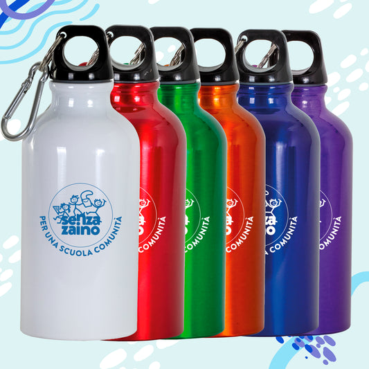 Borraccia in alluminio con moschettone, 400 ml